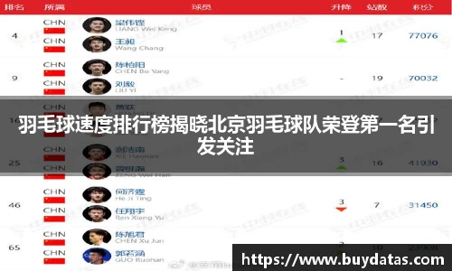 羽毛球速度排行榜揭晓北京羽毛球队荣登第一名引发关注